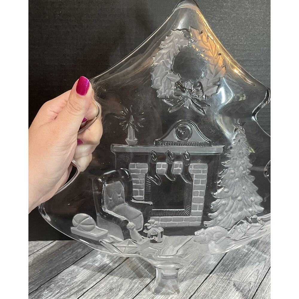 Vtg Mikasa Crystal Holiday Classic 13.5" Christmas Tree Shaped‎ Serving Platter - Picture 4 of 4